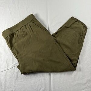 Madewell Women's 2X Dolphin Hem Track Trousers Pants Pull On Lightweight Olive